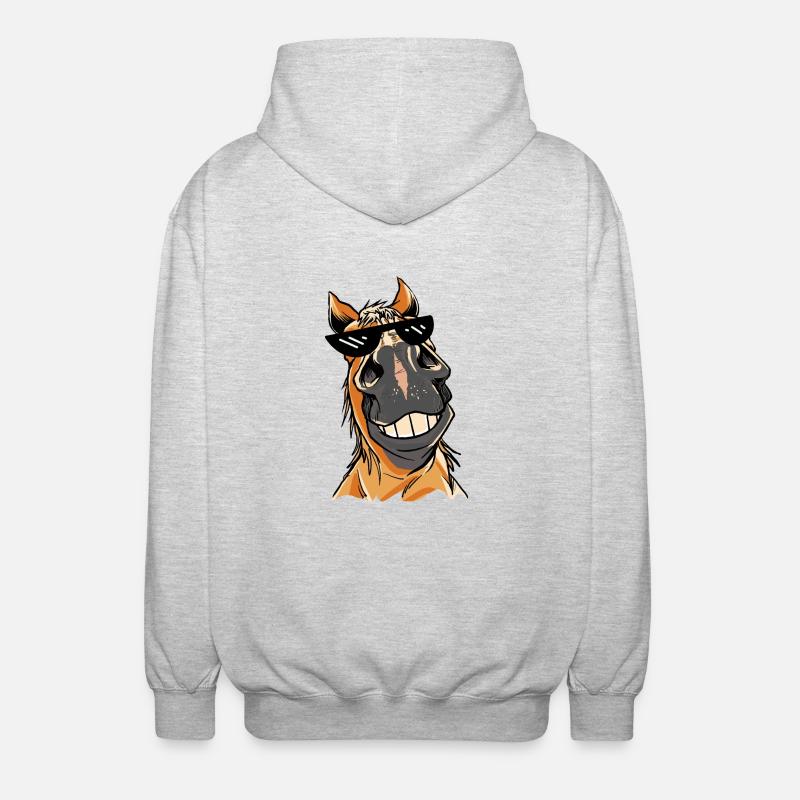 Meme Pferd Pferde Brille Sonnenbrille - Unisex Kapuzenjacke - Hellgrau meliert