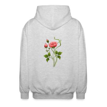 Blumen - Unisex Kapuzenjacke - Hellgrau meliert - Hinten - AI Model Male 185 light (185cm)