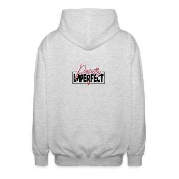 Perfectly Imperfect - Unisex Kapuzenjacke - Hellgrau meliert - Hinten - AI Model Male 185 light (185cm)
