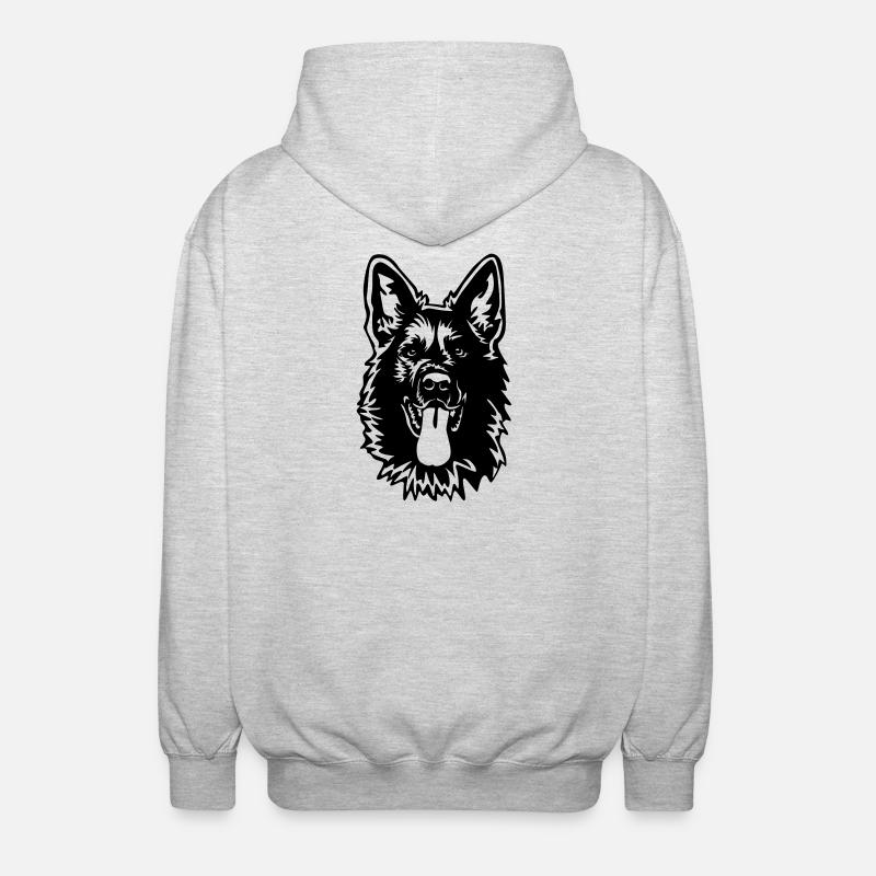 German Shepherd Head - Unisex Hooded Jacket - light heather grey