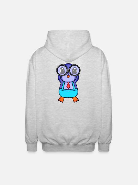 Telescope Astronomy Astronomer Penguin - Unisex Hooded Jacket - light heather grey