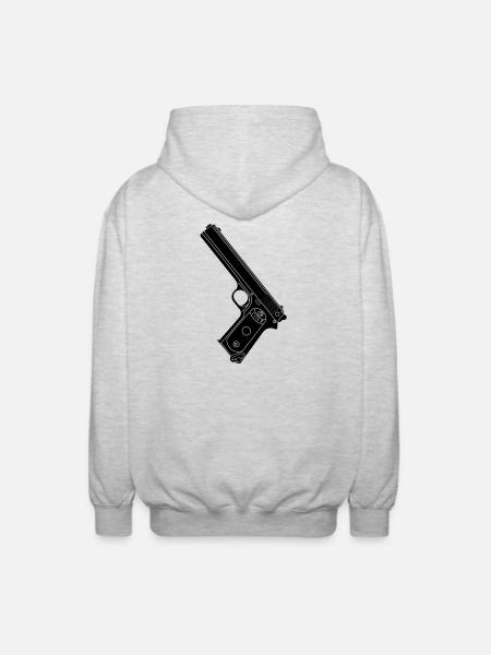Military Pistol 38 Colt - Unisex Hooded Jacket - light heather grey