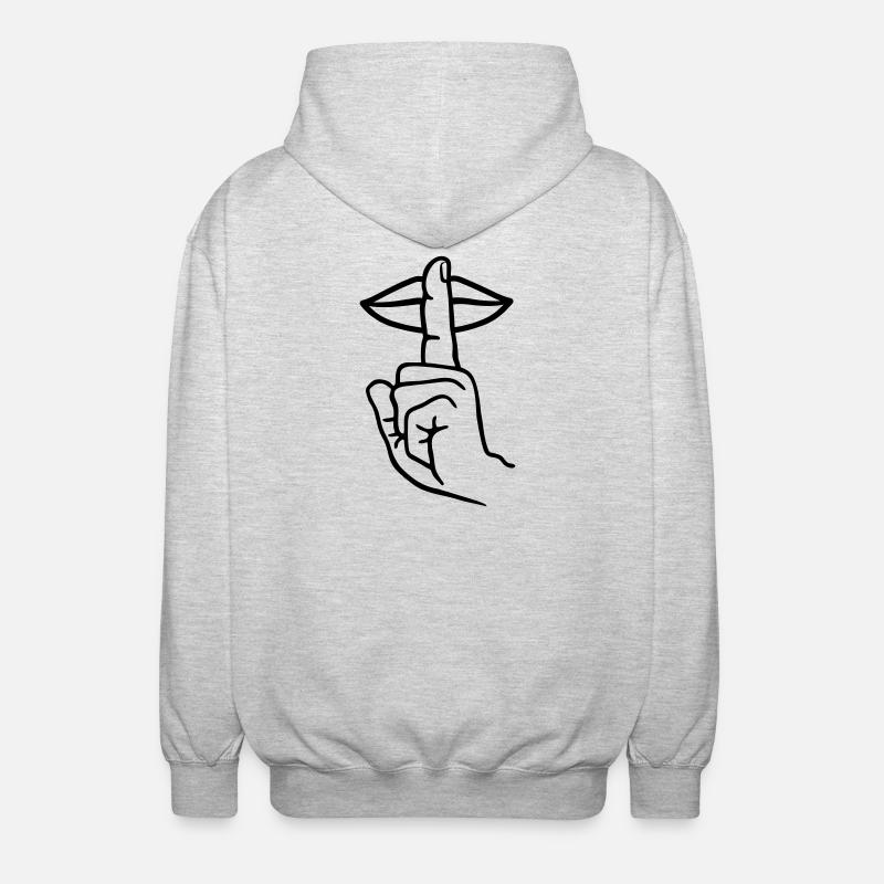 Hand mit Fingerstille, Handgeste - Unisex Kapuzenjacke - Hellgrau meliert