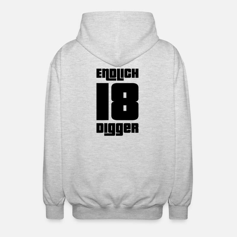 Endlich 18 Digger - Unisex Kapuzenjacke - Hellgrau meliert