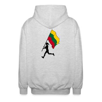 Flagge Litauen Frau läuft - Unisex Kapuzenjacke - Hellgrau meliert - Hinten - AI Model Male 185 light (185cm)