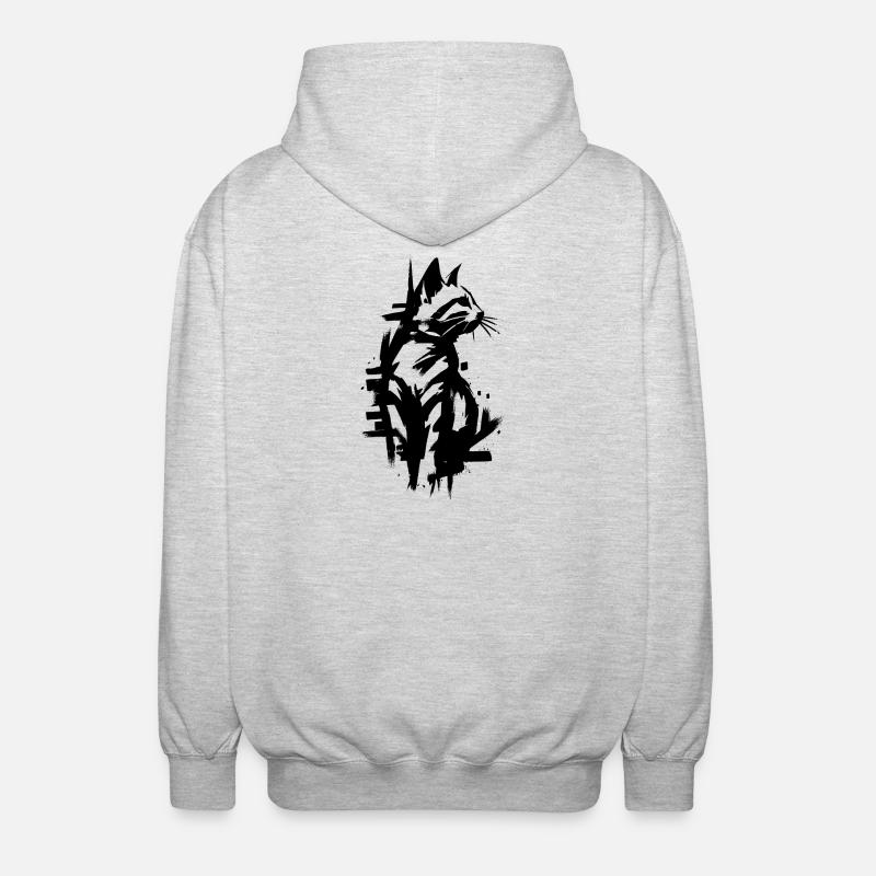 Conception de graffiti noir chat - Veste à capuche unisexe - gris clair chiné