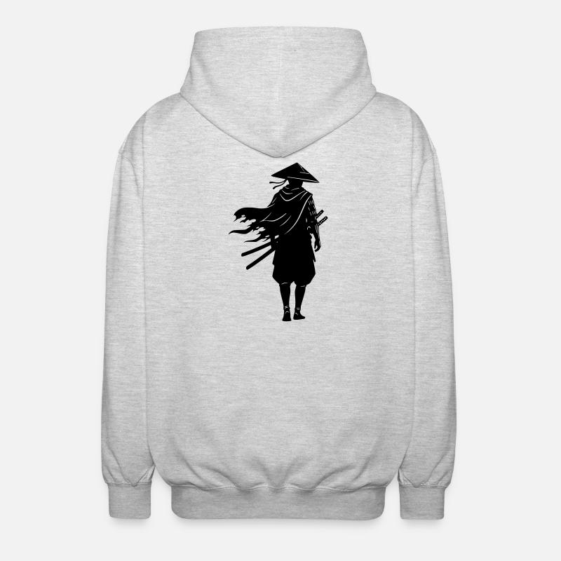 Shadow Warrior Samurai Straw Hat - Unisex Hooded Jacket - light heather grey