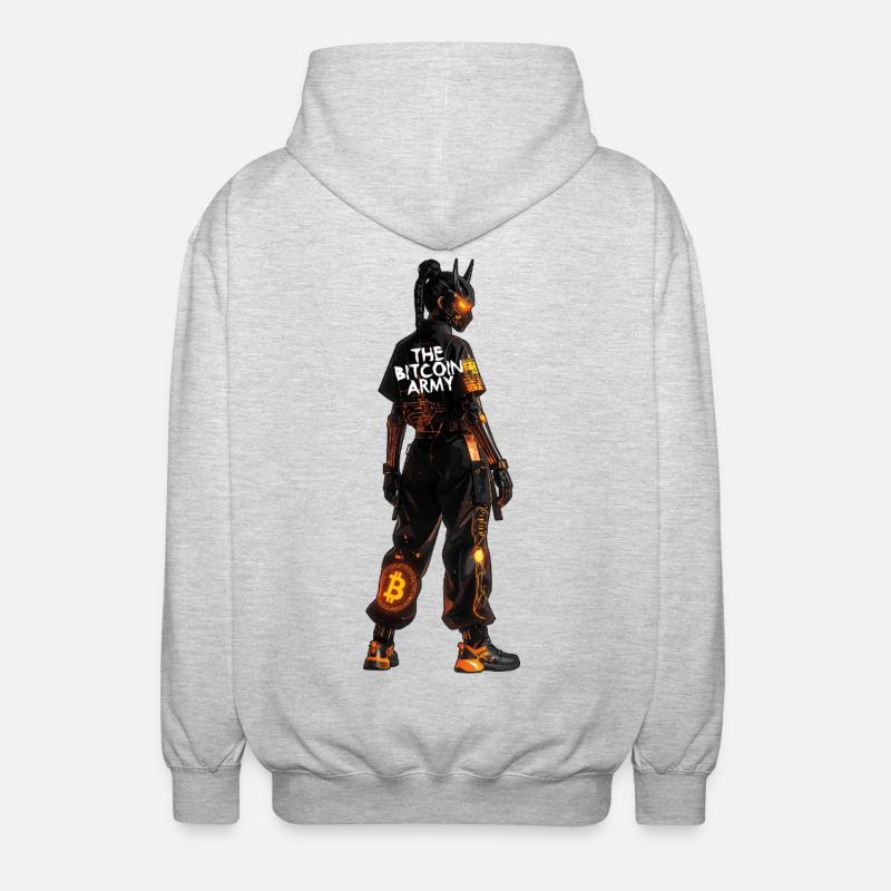 Bitcoin Bazooka – Die Bitcoin-Armee – Samurai 02 - Unisex Kapuzenjacke - Hellgrau meliert