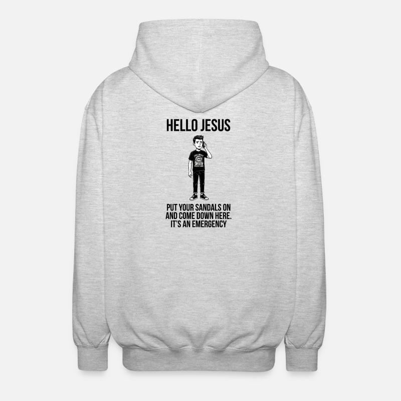 Hello Jesus - Dank Meme Sarcastic - Unisex Hooded Jacket - light heather grey