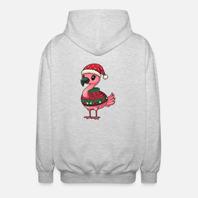 Flamingo Weihnachten Comic - Unisex Kapuzenjacke - Hellgrau meliert