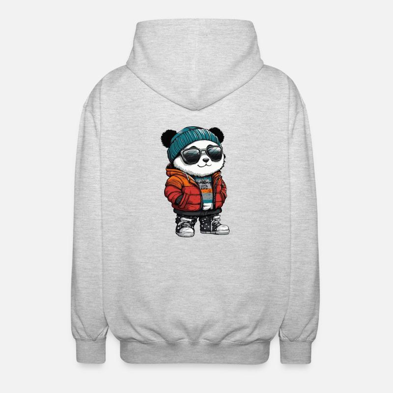 Panda Winter Comic - Unisex Hooded Jacket - light heather grey