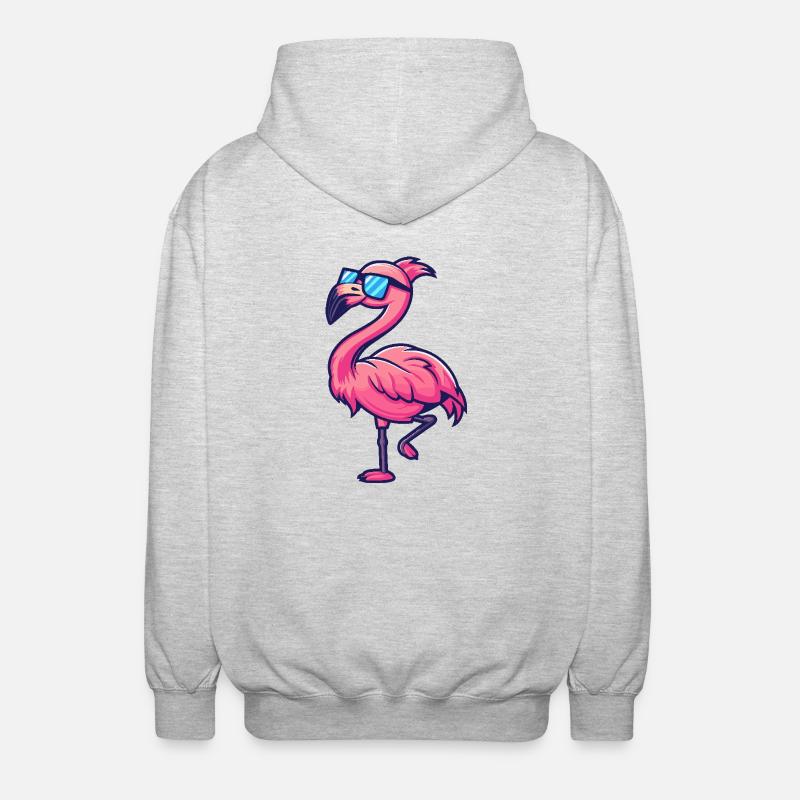 Flamingo Cool Comic - Unisex Kapuzenjacke - Hellgrau meliert