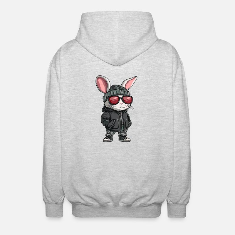 Bunny Cool Comic - Unisex Hooded Jacket - light heather grey