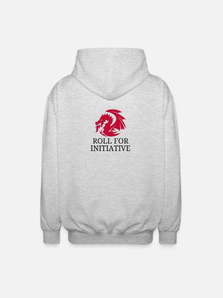 Roll For Initiative – Feuerdrache - Unisex Kapuzenjacke - Hellgrau meliert