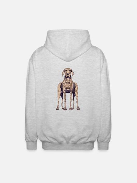 Six-legged Doberman Cyborg - Abstract - Unisex Hooded Jacket - light heather grey
