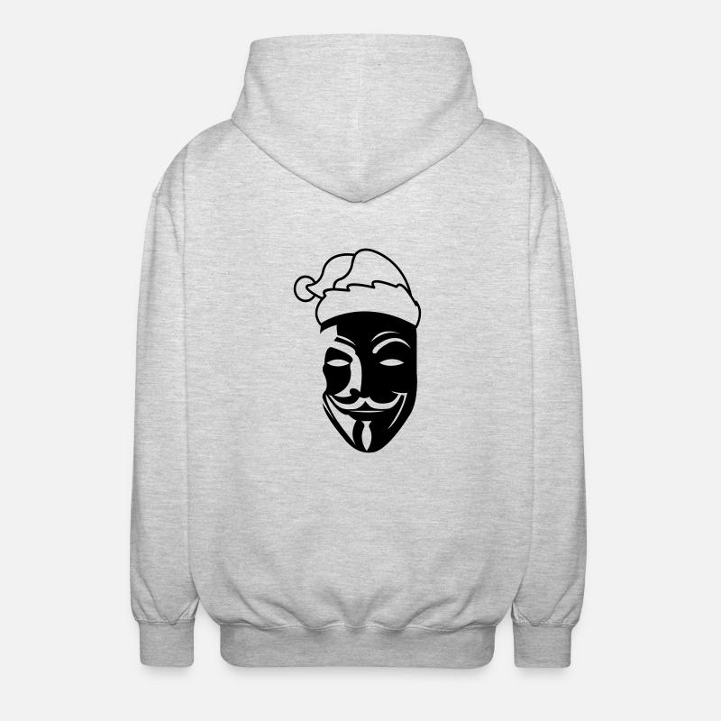 anonymous_weihnachtsmann_01 - Unisex Kapuzenjacke - Hellgrau meliert