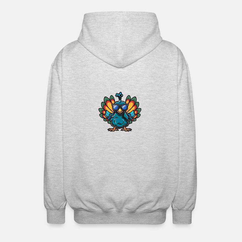 Pfau Vogel Comic Cool - Unisex Kapuzenjacke - Hellgrau meliert