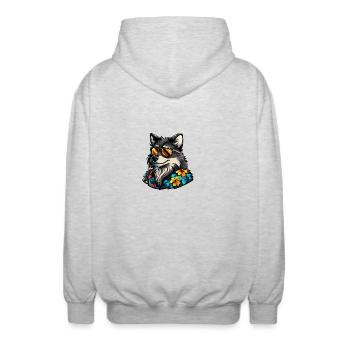 Wolf Comic Cool Sommer - Unisex Kapuzenjacke - Hellgrau meliert - Hinten - AI Model Male 185 light (185cm)