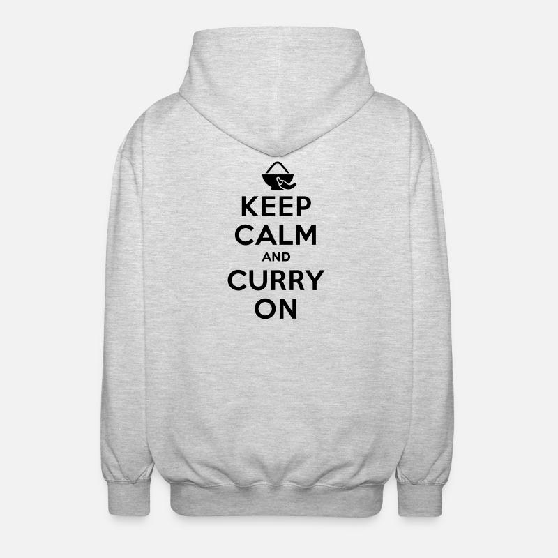 Keep calm and curry on - Veste à capuche unisexe - gris clair chiné