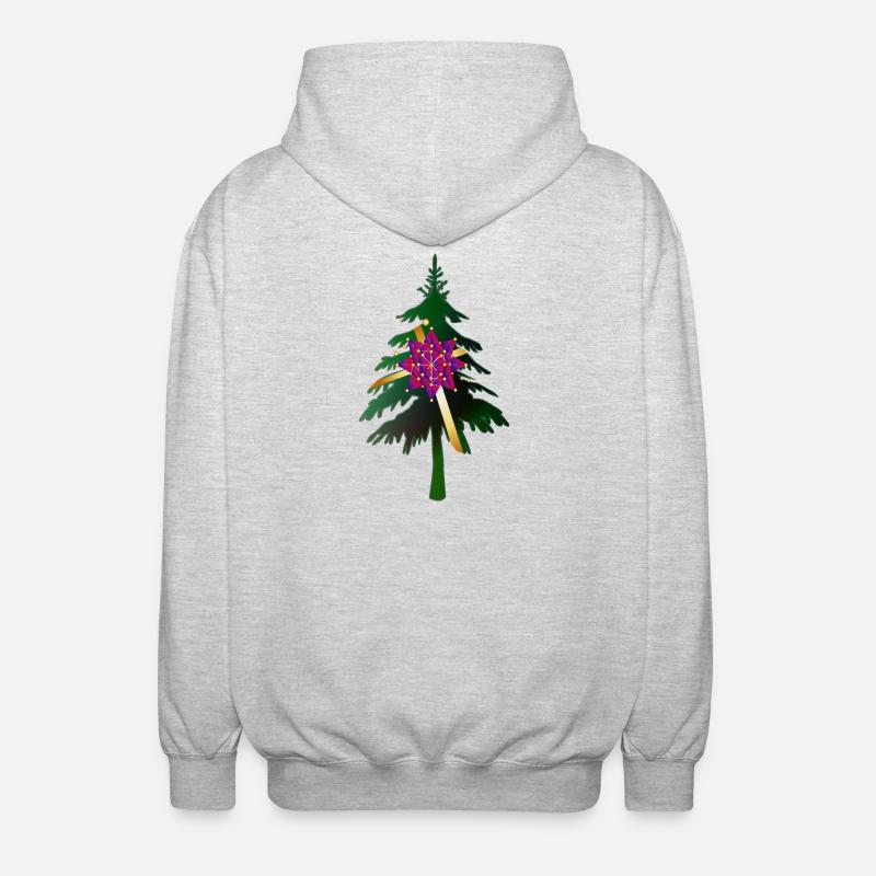 Christbaum oder Weihnachtsbaum & Geschenkschleife - Unisex Kapuzenjacke - Hellgrau meliert