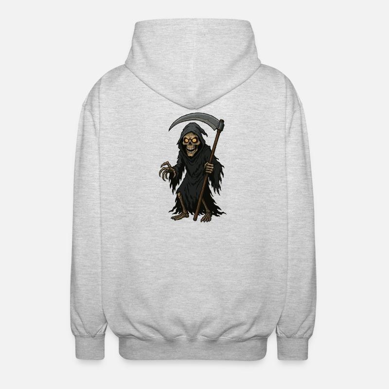 Der Sensenmann mit der Sense - Unisex Kapuzenjacke - Hellgrau meliert