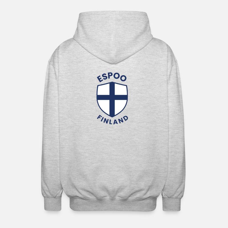 Conception du bouclier d’Espoo Finland - Veste à capuche unisexe - gris clair chiné