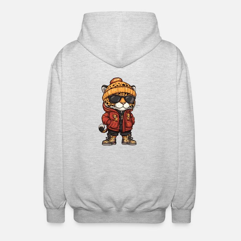 Leopard Winter Comic - Unisex Hooded Jacket - light heather grey