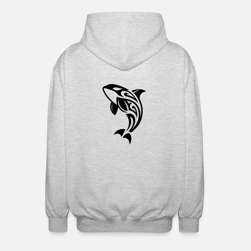 Springender Orca Tattoo Style - Unisex Kapuzenjacke - Hellgrau meliert