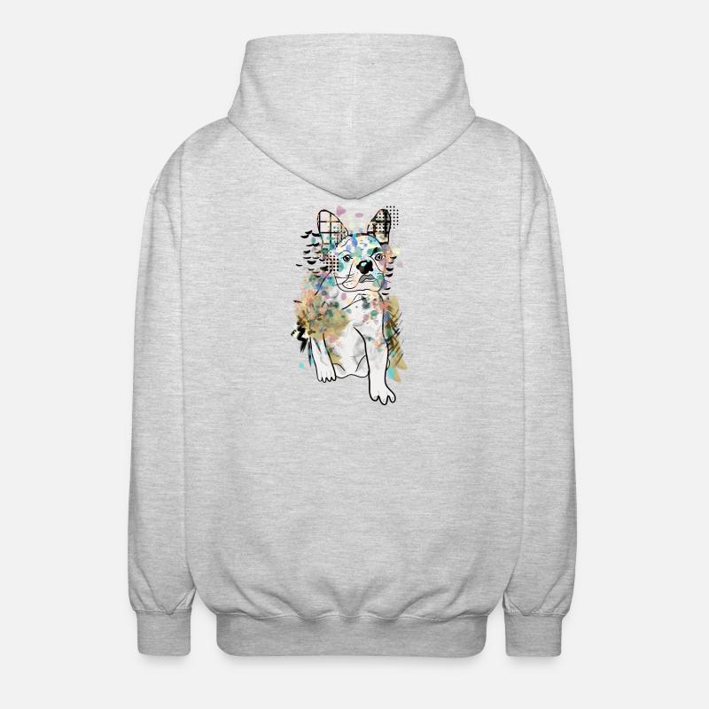 DESSIN DE BOULEDOGUE MIGNON - Veste à capuche unisexe - gris clair chiné