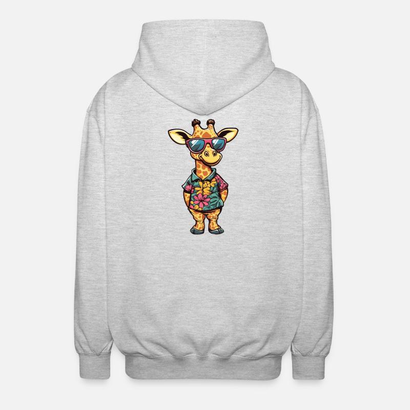 Giraffe Comic Urlaub - Unisex Kapuzenjacke - Hellgrau meliert