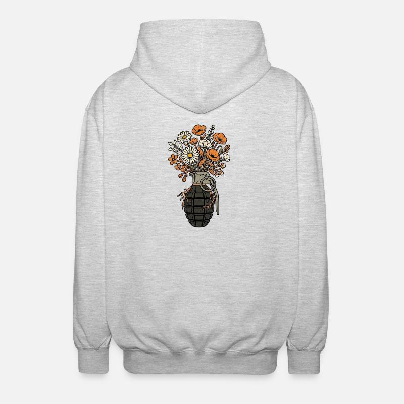 Blumen Granate Peace - Unisex Kapuzenjacke - Hellgrau meliert