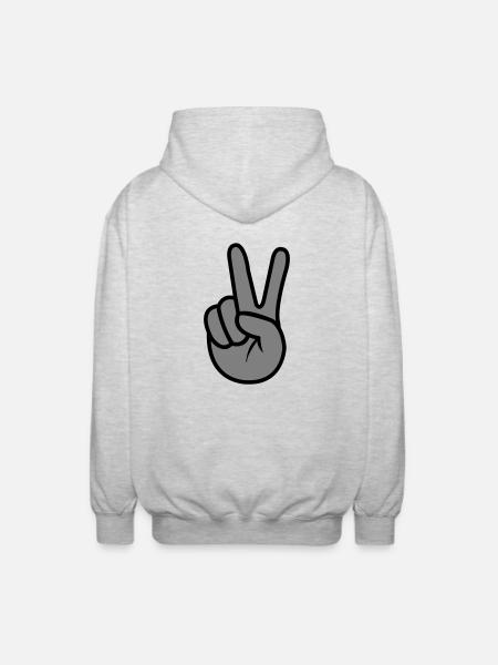 Peace Hand - Unisex Kapuzenjacke - Hellgrau meliert