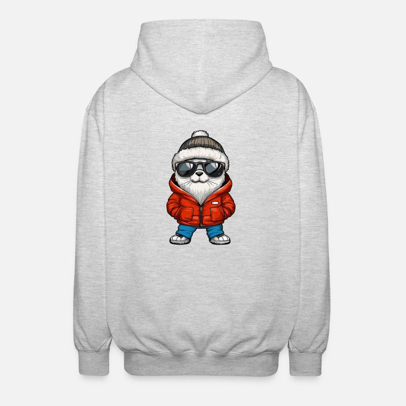 Robbe Tier Cool Comic - Unisex Kapuzenjacke - Hellgrau meliert