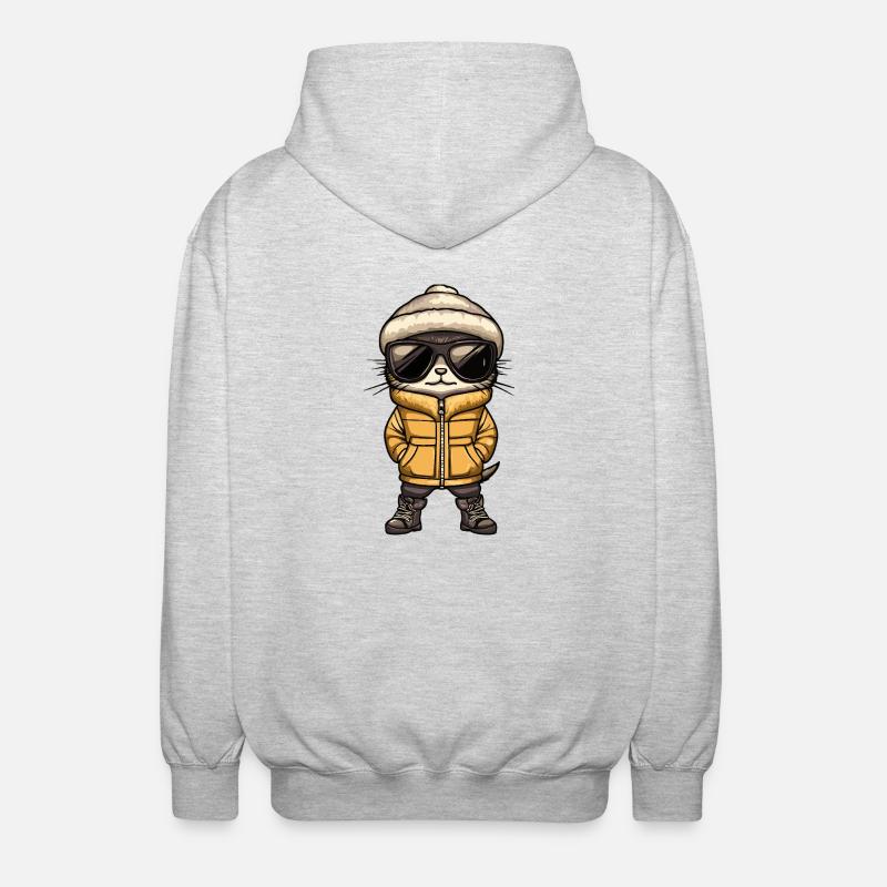 Suricate Bande dessinée cool - Veste à capuche unisexe - gris clair chiné
