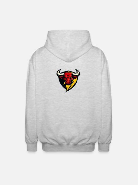 Roter Bullenblitz Schild - Unisex Kapuzenjacke - Hellgrau meliert