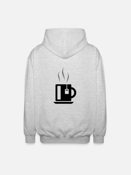 Tasse Tee mit Teebeutel - Unisex Kapuzenjacke - Hellgrau meliert