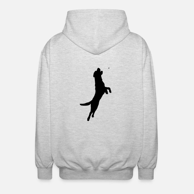 Chien saute pour traiter - Veste à capuche unisexe - gris clair chiné