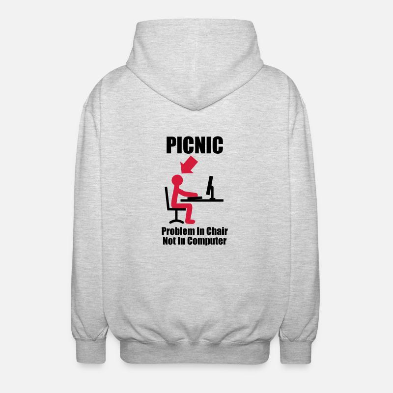 PICNIC - Problem in Chair, not in Computer - - Unisex Hooded Jacket - light heather grey