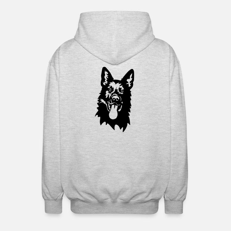 Deutscher Schäferhund Kopf - Unisex Kapuzenjacke - Hellgrau meliert