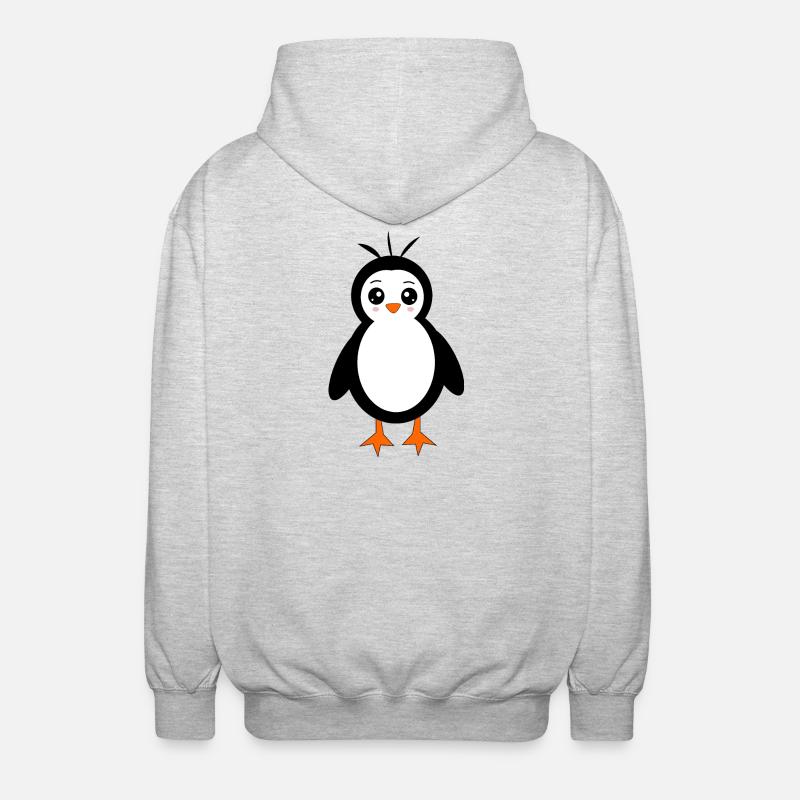 Pingouin Oiseau Face Yeux Mignons - Veste à capuche unisexe - gris clair chiné