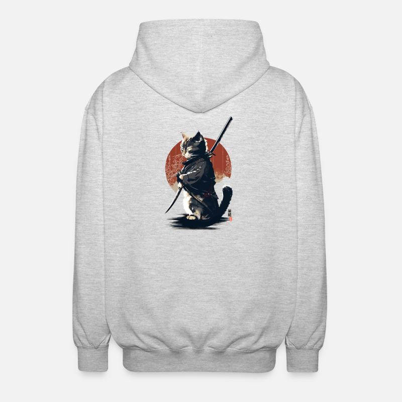 Kawaii Neko Samurai : cat samurai - Unisex Hooded Jacket - light heather grey