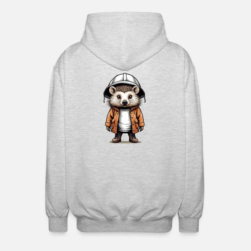 Hérisson mignon avec chapeau d’expédition - Veste à capuche unisexe - gris clair chiné