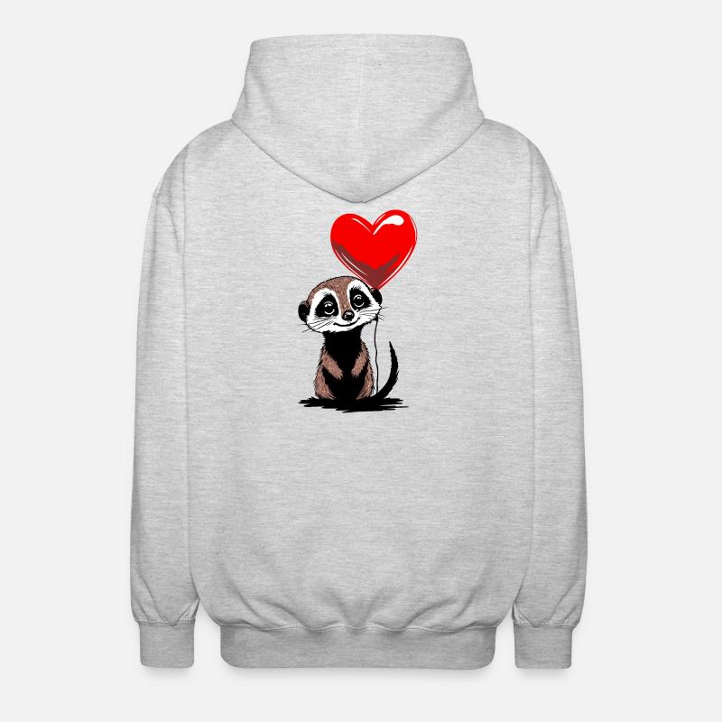 Erdmännchen Herz Luftballon - Heartful Creatures - Unisex Kapuzenjacke - Hellgrau meliert