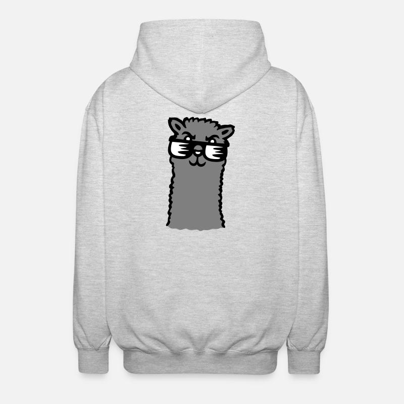Lama Cool Sunglasses Alpaca Smug Guy - Unisex Hooded Jacket - light heather grey