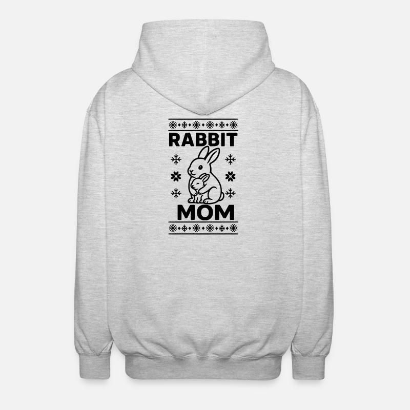 rabbit mom mom mom - Unisex Hooded Jacket - light heather grey
