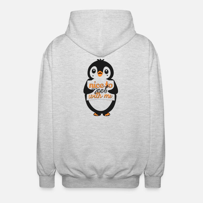 Pingouin avec Sympa de me rencontrer - Veste à capuche unisexe - gris clair chiné