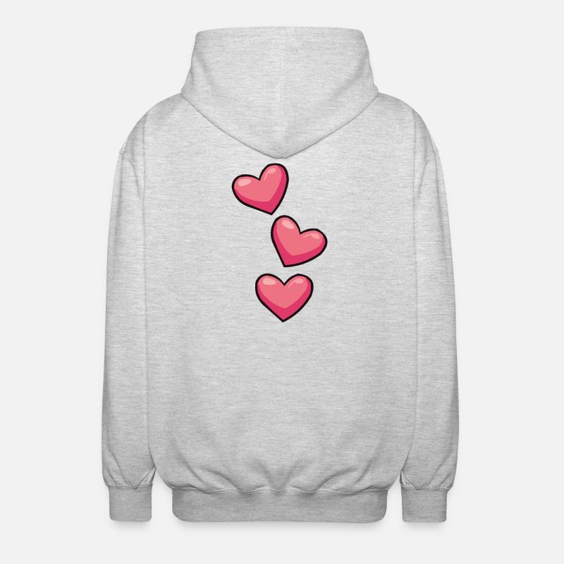 Cœurs à trois en rose - Veste à capuche unisexe - gris clair chiné