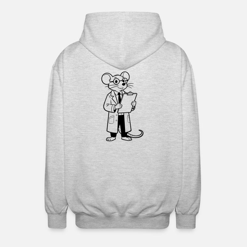 scientist mouse - Unisex Hooded Jacket - light heather grey