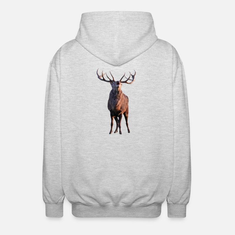 Röhrender Hirsch - Unisex Kapuzenjacke - Hellgrau meliert