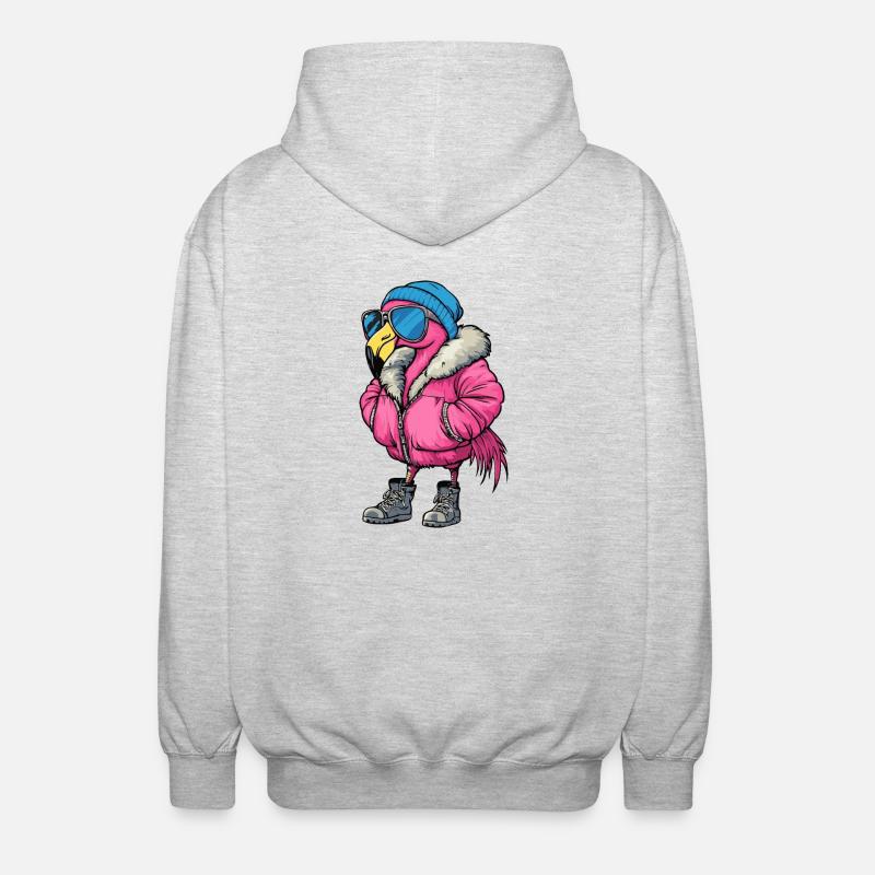 Flamingo Winter Comic - Unisex Hooded Jacket - light heather grey